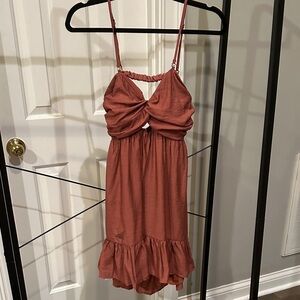 Pink Lily small Rust sleeveless Dress with Ruffle Hem.  Like new
